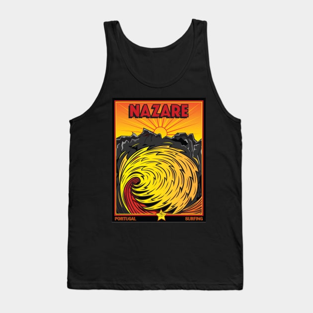 SURFING NAZARE PORTUGAL Tank Top by Larry Butterworth